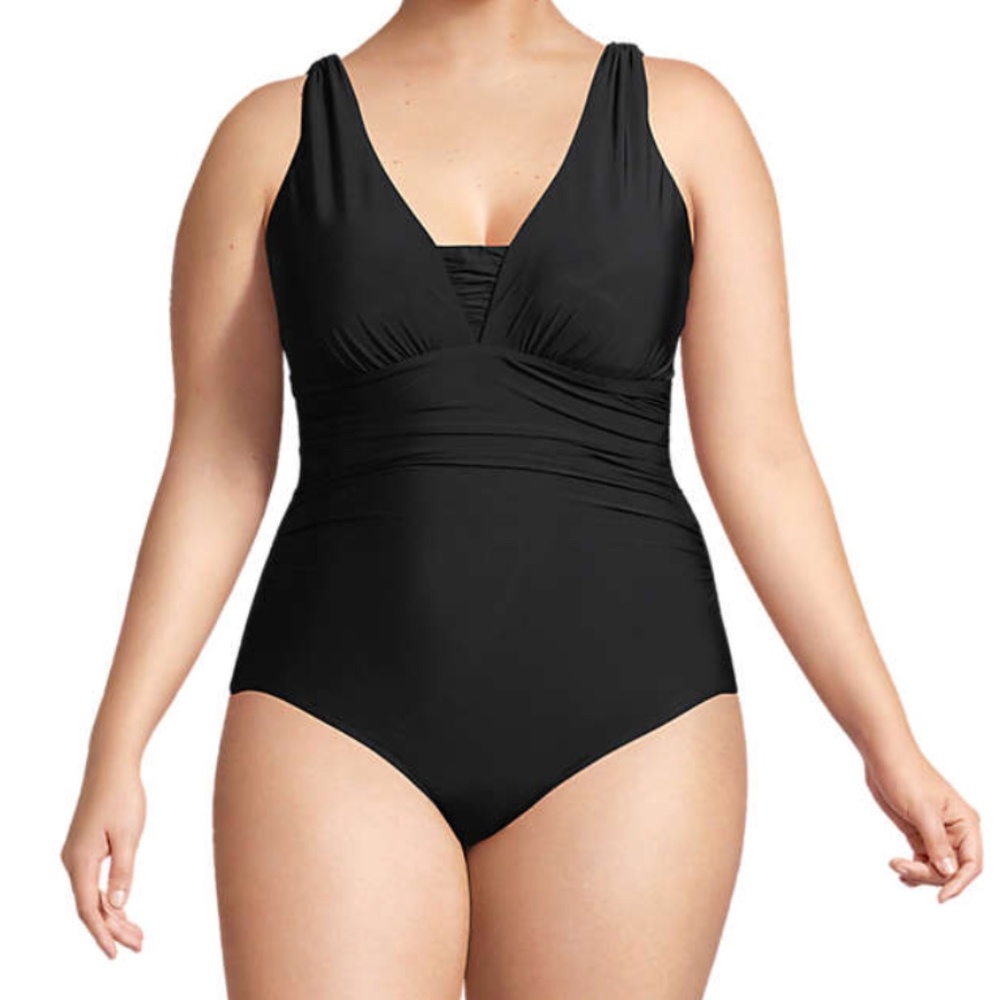 Lands' End Plus Size Black One Piece Swimsuit Size 24W